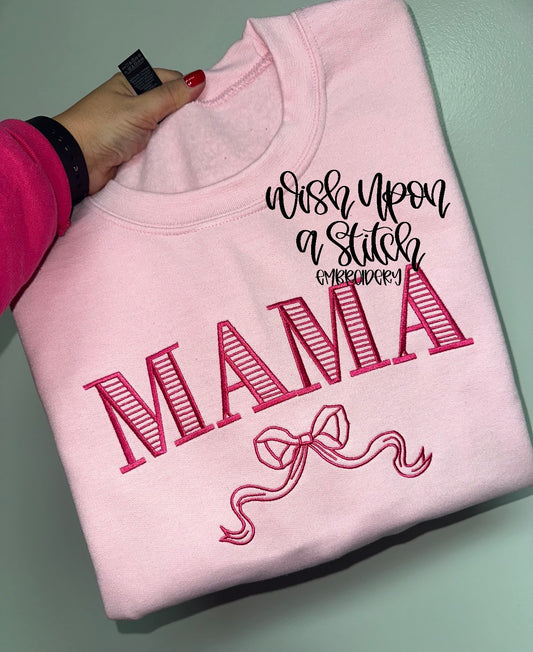Embroidered Mama Bow Crewneck
